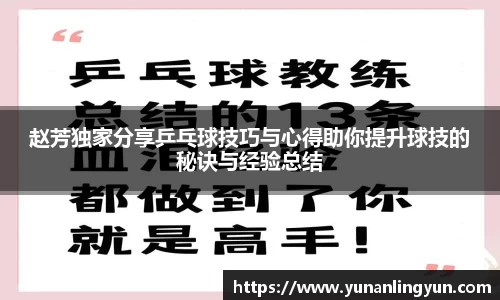 赵芳独家分享乒乓球技巧与心得助你提升球技的秘诀与经验总结